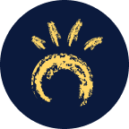 yellow horizon logo in a blue circle background